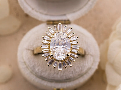 Oval cut ballerina engagement ring