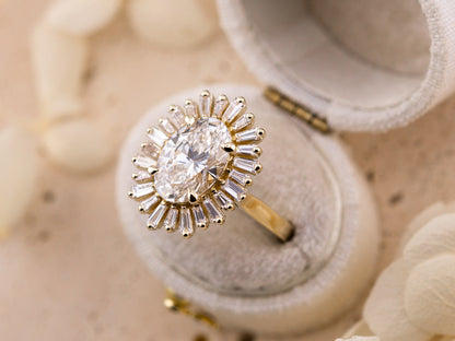 Oval cut ballerina engagement ring