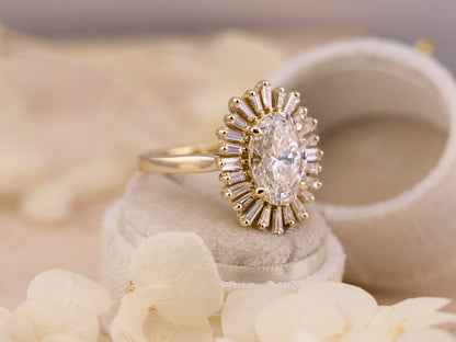 Oval cut ballerina engagement ring