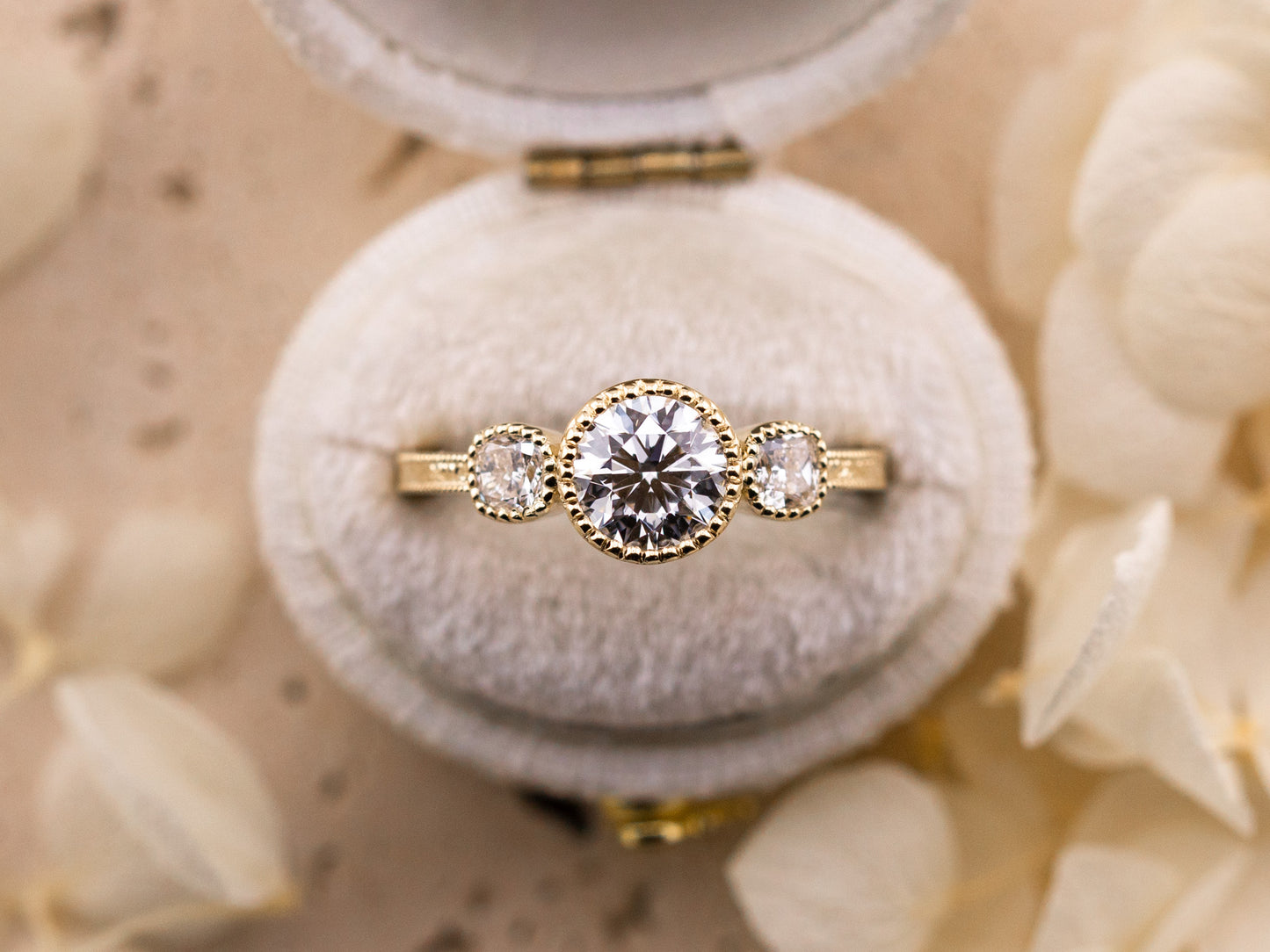 1.08ct Round Brilliant Lab Diamond Three Stone Ring – Penelope
