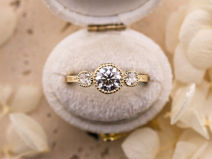 1.08ct Round Brilliant Lab Diamond Three Stone Ring – Penelope