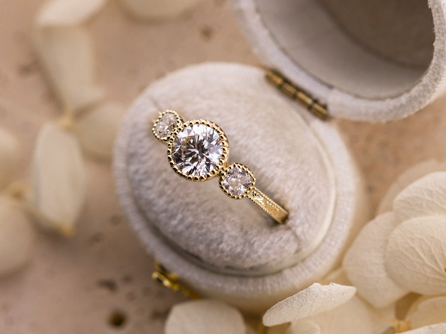 1.08ct Round Brilliant Lab Diamond Three Stone Ring – Penelope
