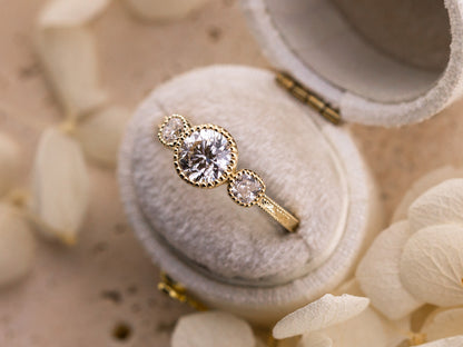 1.08ct Round Brilliant Lab Diamond Three Stone Ring – Penelope