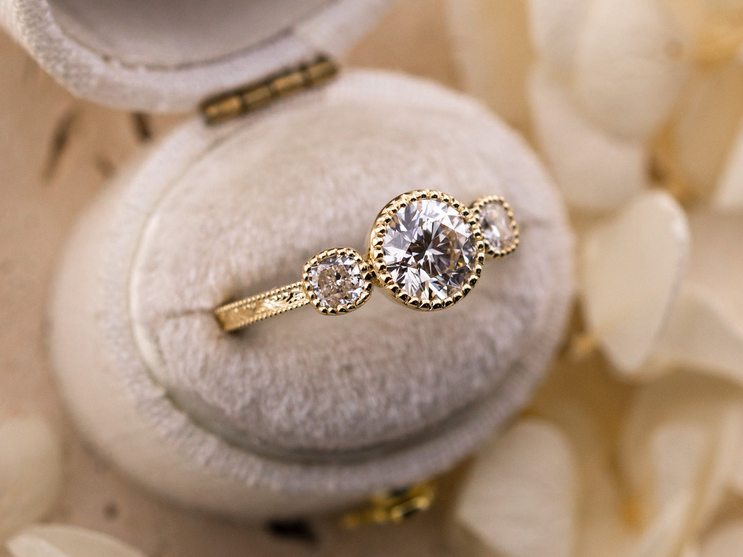 1.08ct Round Brilliant Lab Diamond Three Stone Ring – Penelope