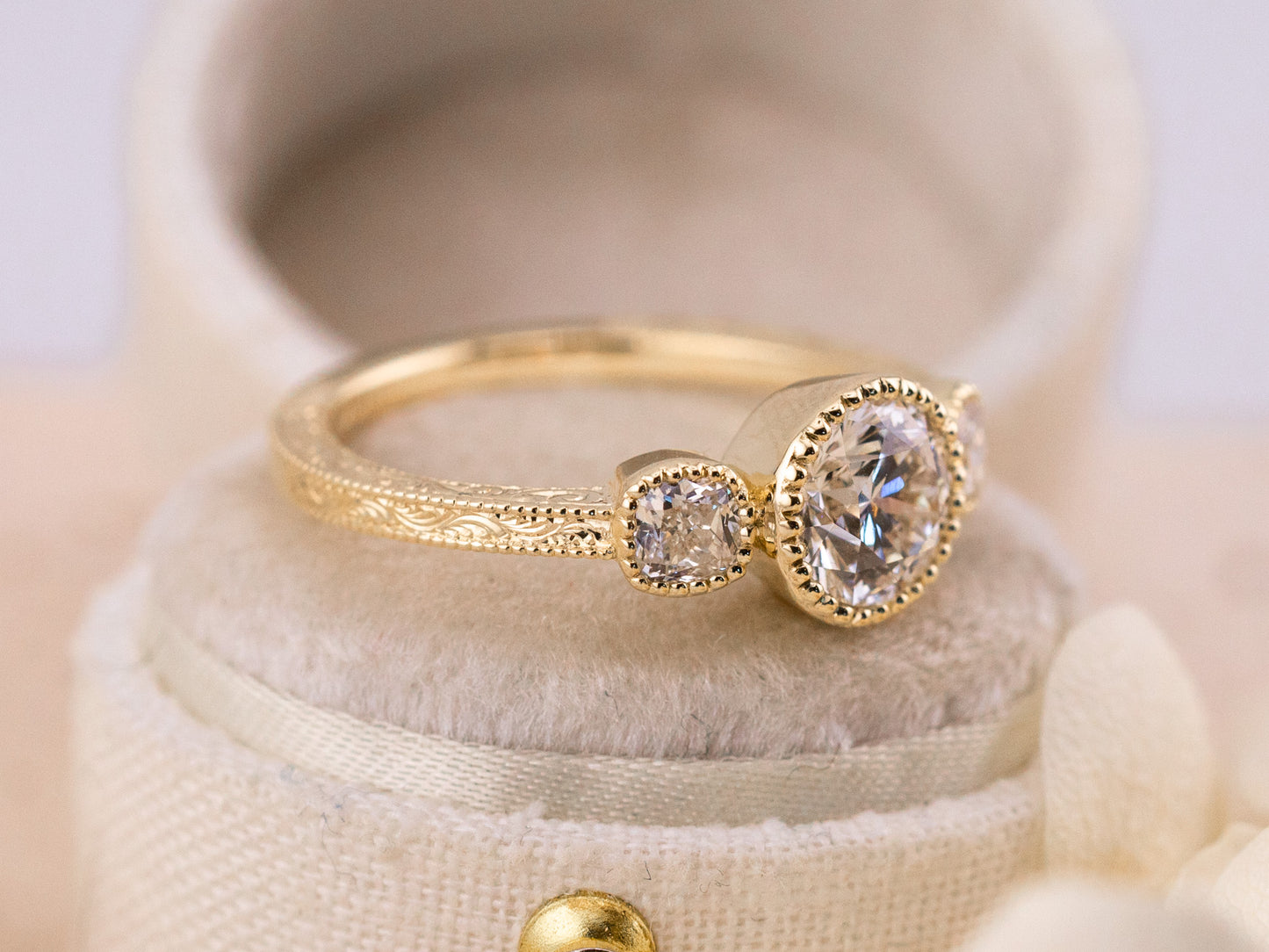 1.08ct Round Brilliant Lab Diamond Three Stone Ring – Penelope