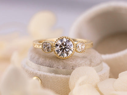 1.08ct Round Brilliant Lab Diamond Three Stone Ring – Penelope