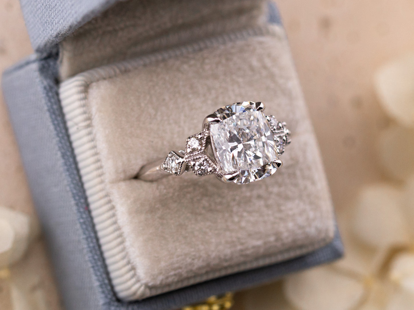 4.05ct Cushion Cut Lab Diamond Ring