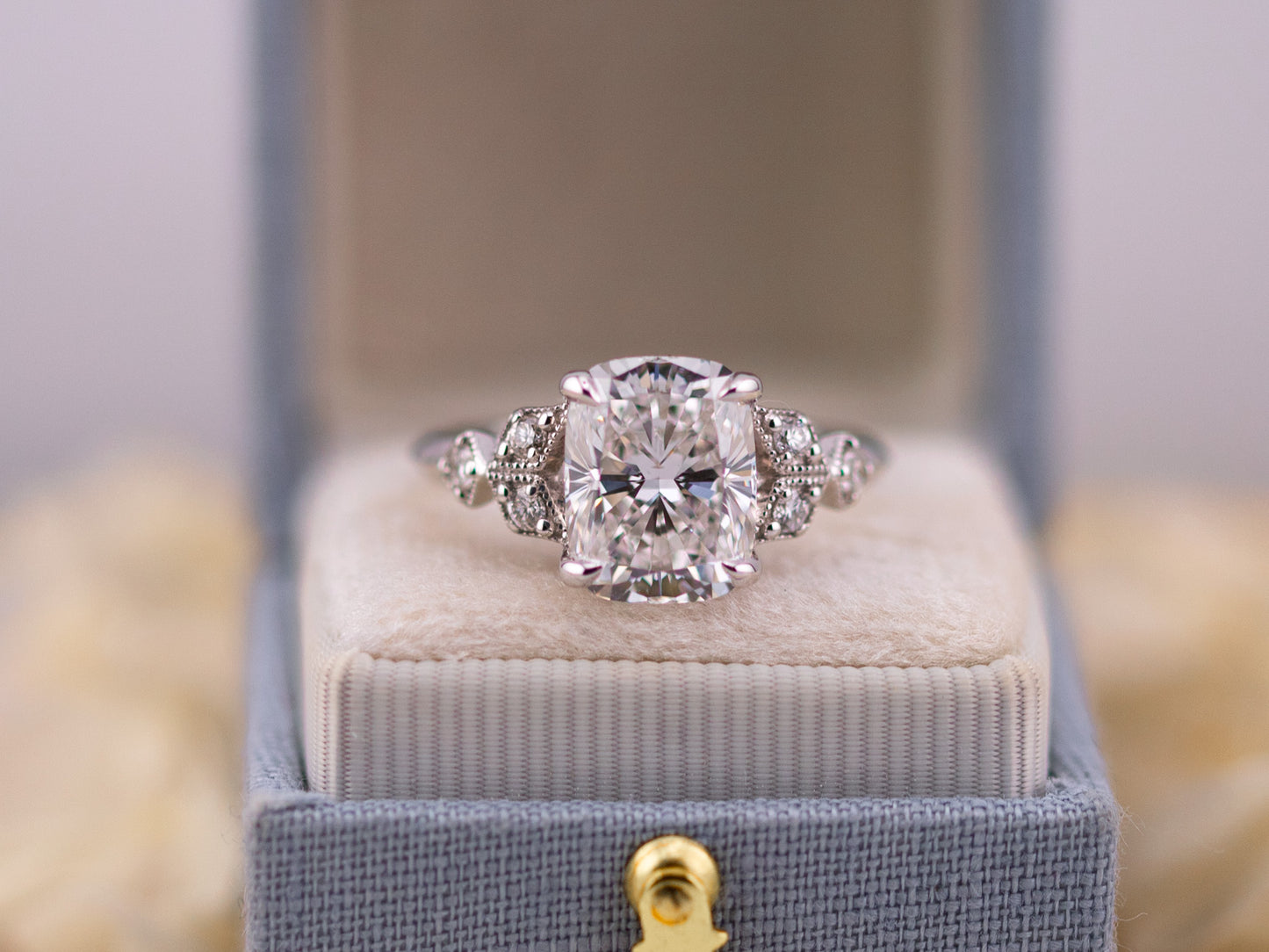 4.05ct Cushion Cut Lab Diamond Ring
