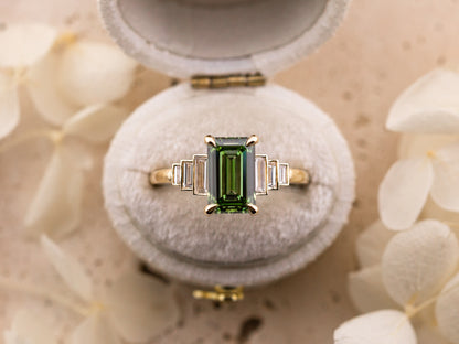 2.56ct Green emerald cut engagement ring