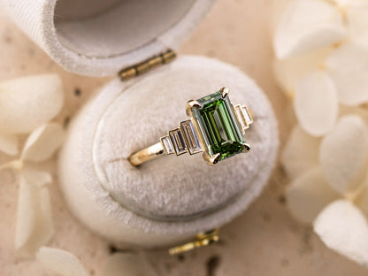 2.56ct Green emerald cut engagement ring