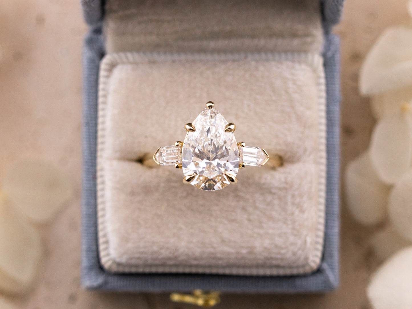 3.00ct Pear three stone engagement ring