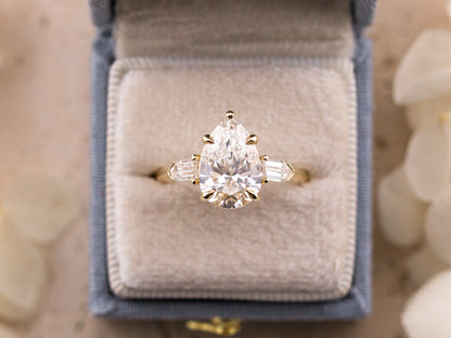 3.00ct Pear three stone engagement ring