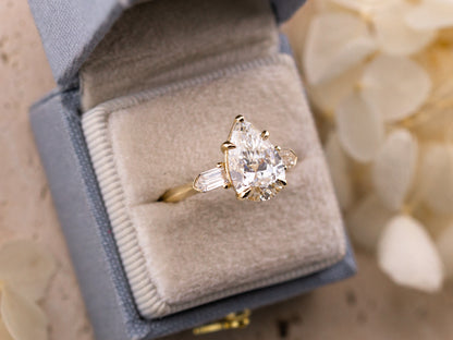 3.00ct Pear three stone engagement ring