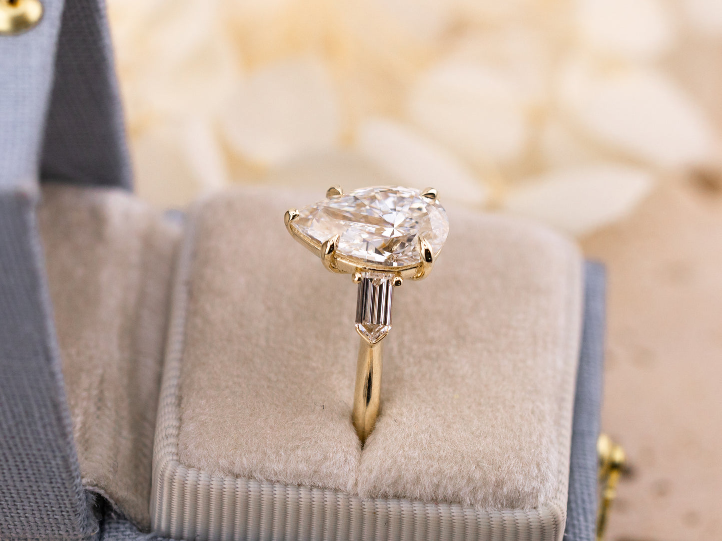 3.00ct Pear three stone engagement ring