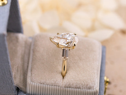 3.00ct Pear three stone engagement ring