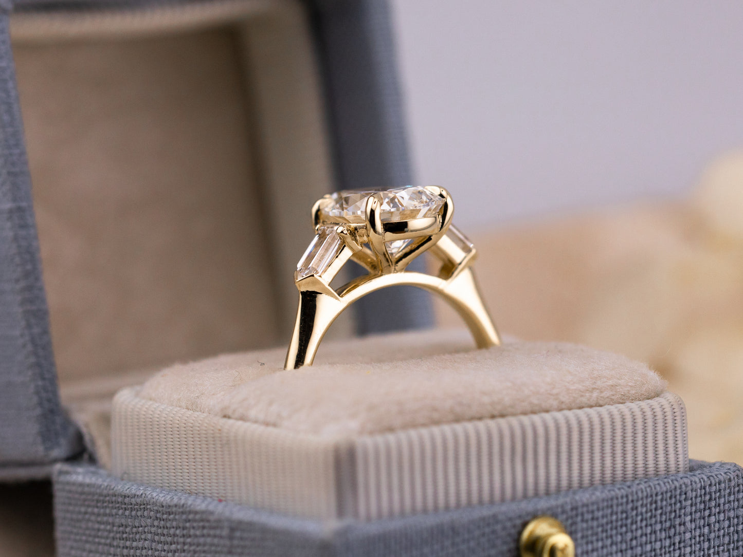 3.00ct Pear three stone engagement ring