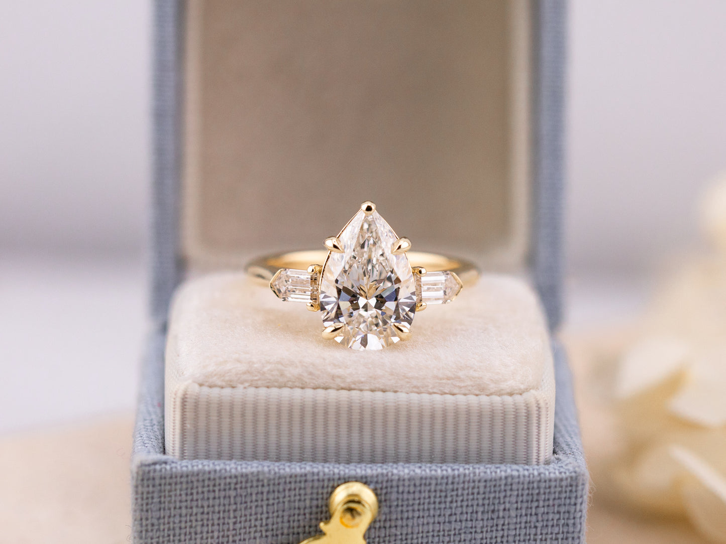 3.00ct Pear three stone engagement ring