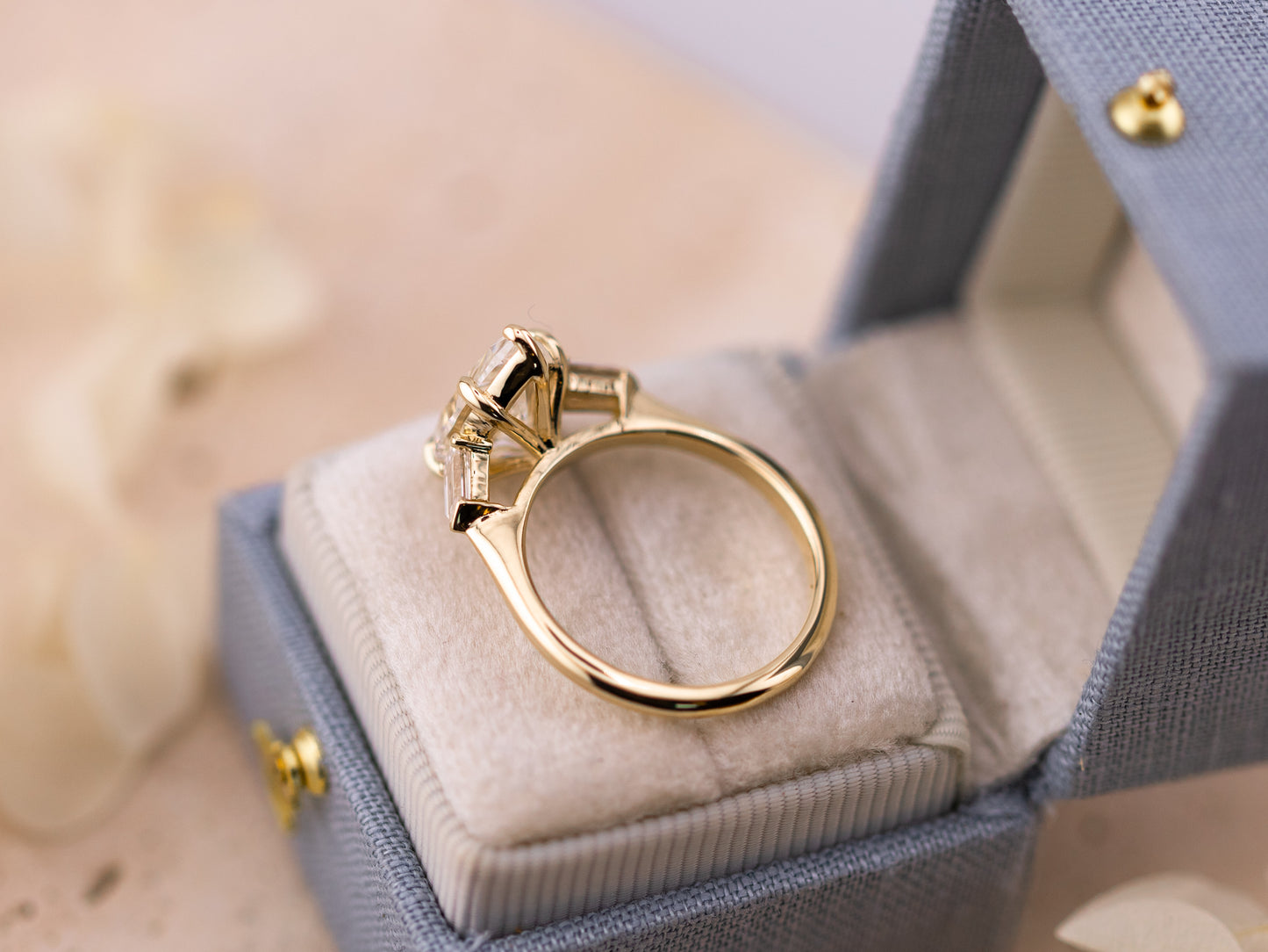 3.00ct Pear three stone engagement ring