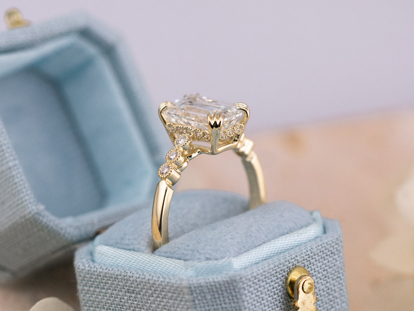 3.06ct Emerald cut engagement ring - Celeste