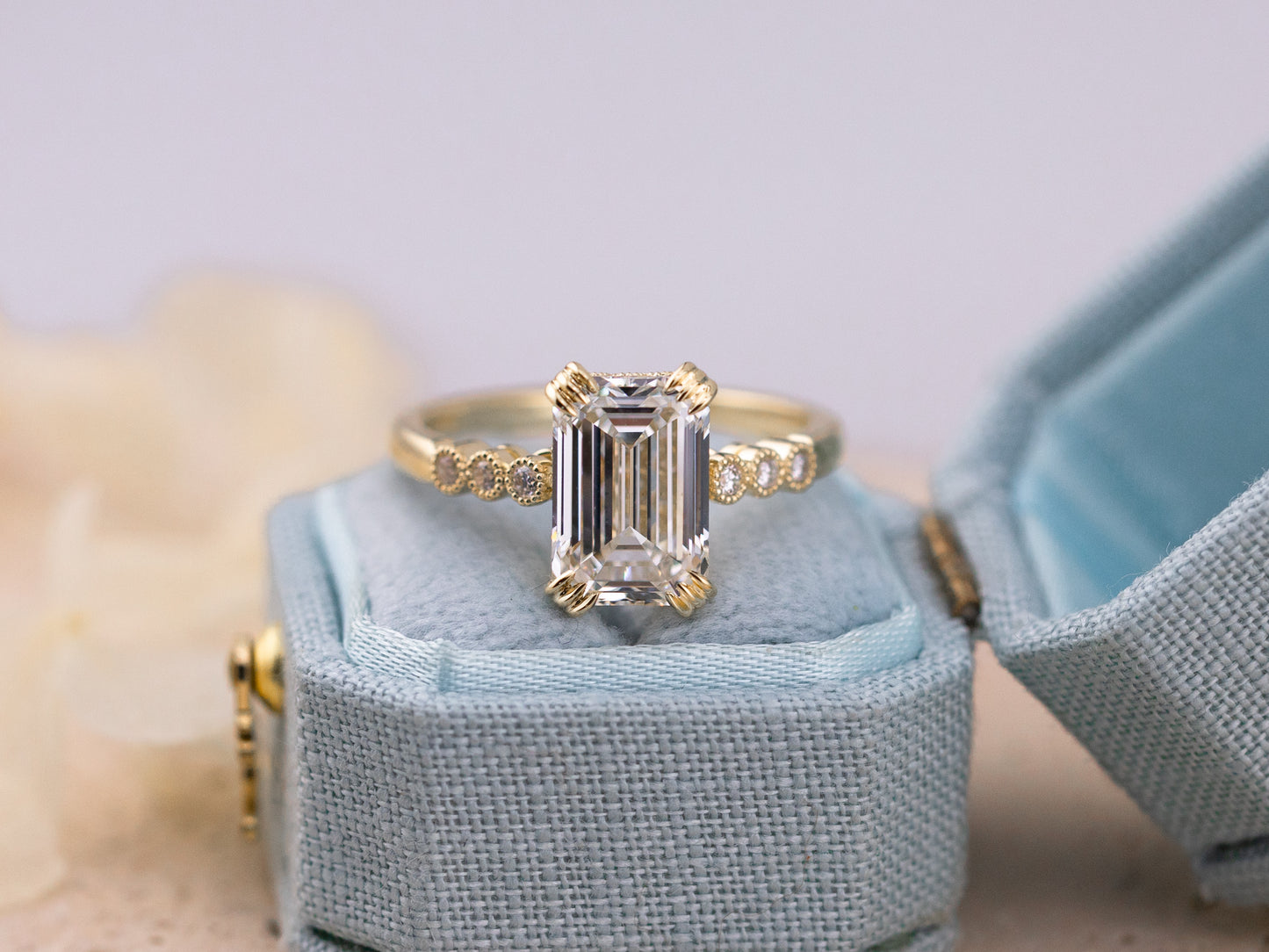 3.06ct Emerald cut engagement ring - Celeste