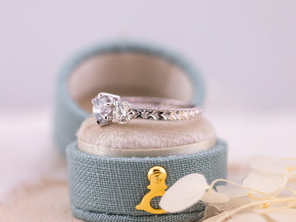 1.38ctw Round Brilliant Lab Diamond Three Stone Engraved Ring - Francesca