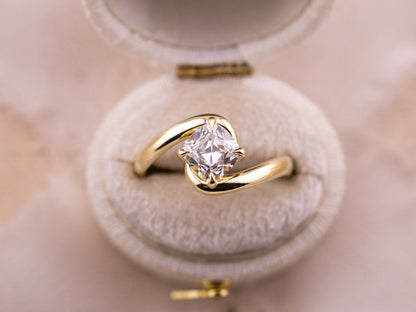 1.50ct old mine twisted band engagement ring