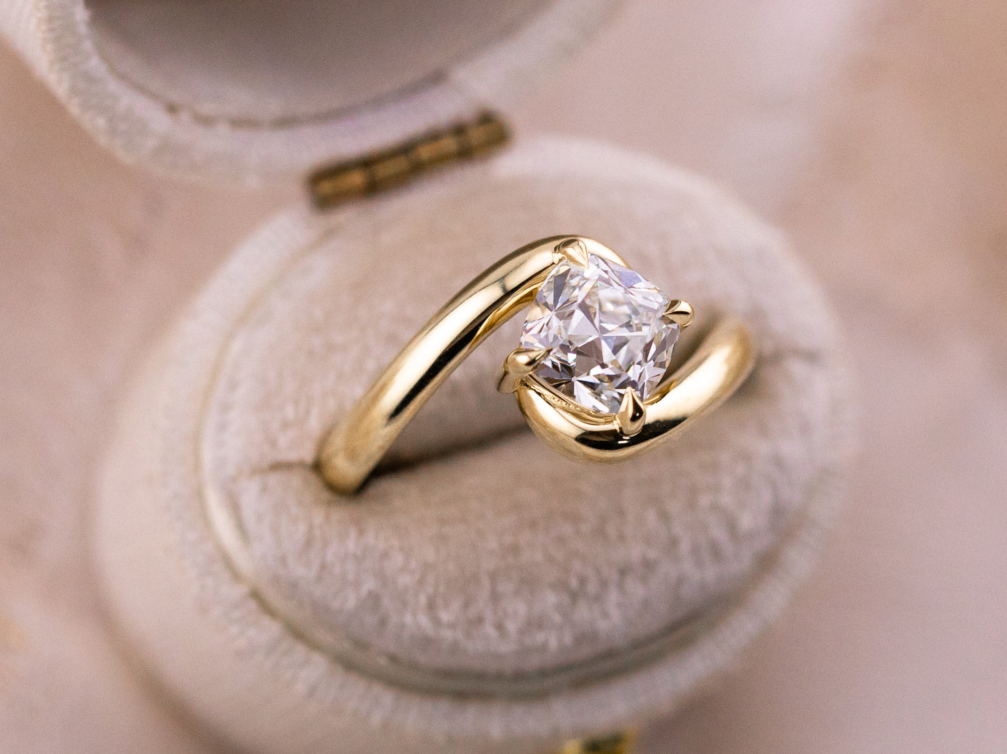 1.50ct old mine twisted band engagement ring