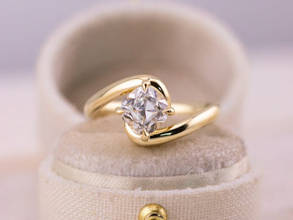 1.50ct old mine twisted band engagement ring