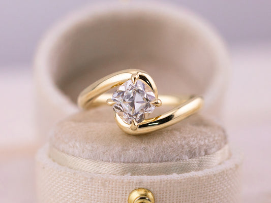 1.50ct old mine twisted band engagement ring