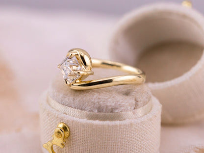 1.50ct old mine twisted band engagement ring