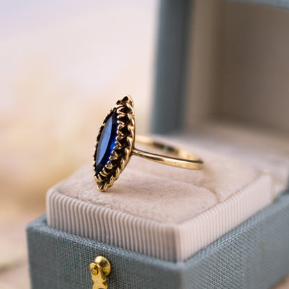 Vintage Marquise Spinel Ring, 10k Solid Gold, Size 6