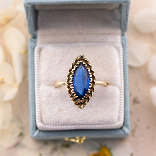 Vintage Marquise Spinel Ring, 10k Solid Gold, Size 6