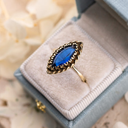 Vintage Marquise Spinel Ring, 10k Solid Gold, Size 6