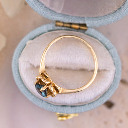 Vintage Topaz ring Blue Topaz floral ring 10k solid yellow gold ring vintage antique ring floral ring, size 5