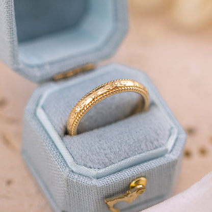 Orange blossom yellow gold wedding band, Size 5.25