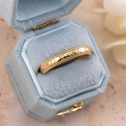 Orange blossom yellow gold wedding band, Size 5.25