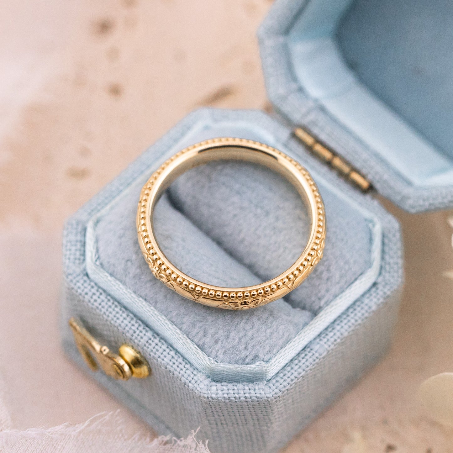 Orange blossom yellow gold wedding band, Size 5.25