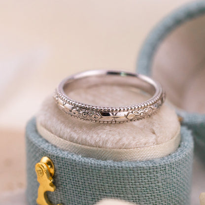 Orange blossom white gold wedding band, Size 6