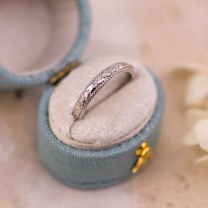 Orange blossom white gold wedding band, Size 6