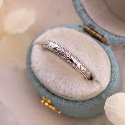 Orange blossom white gold wedding band, Size 6