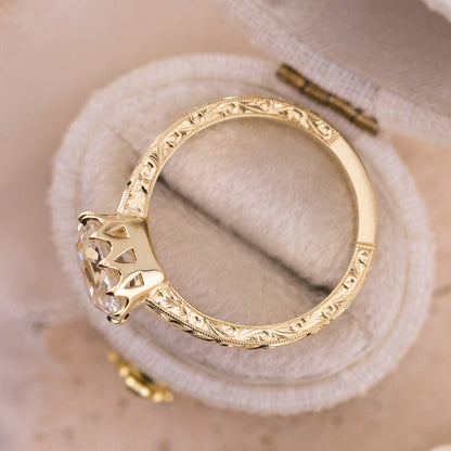 2.59ct Old Mine Cut Lab Diamond Hand Engraved Ring – Madelaine