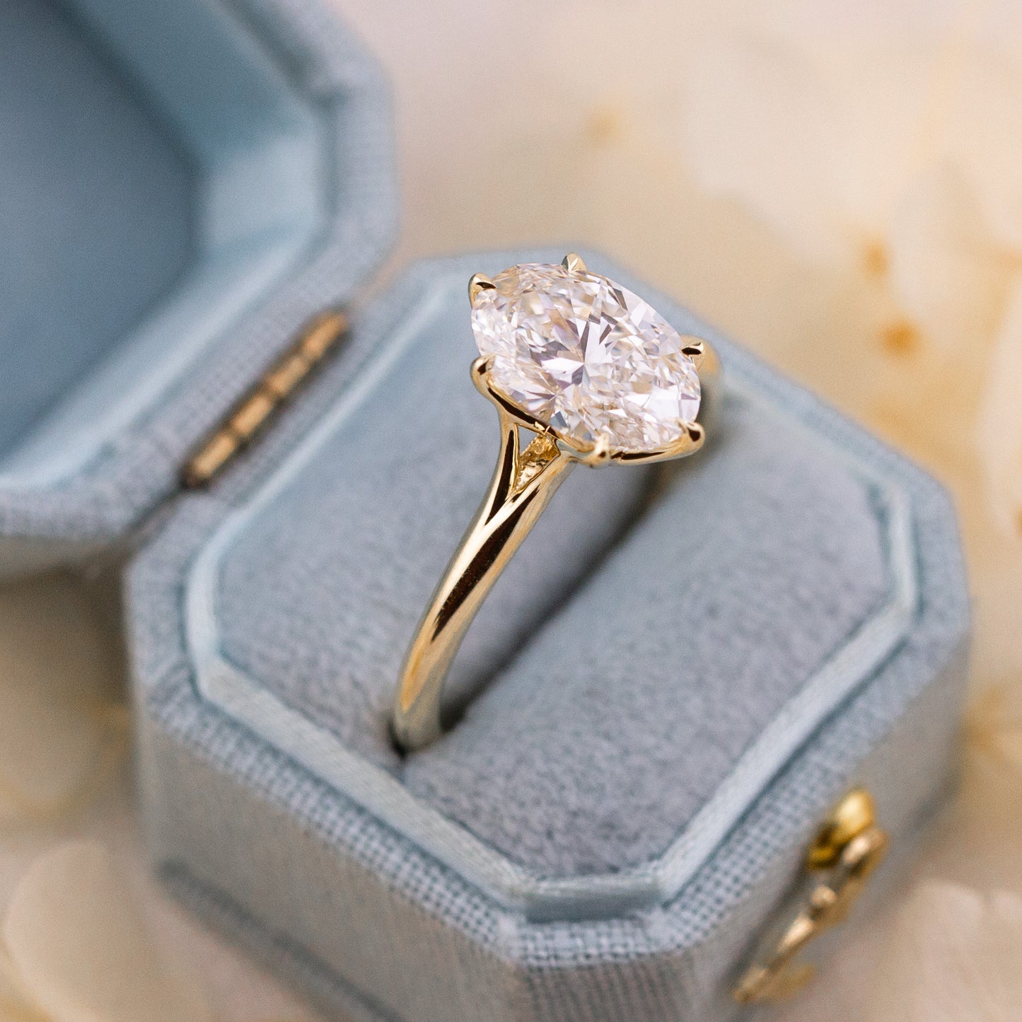 2.04ct Oval Lab Diamond Ring with Engraved Bridge