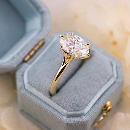2.04ct Oval Lab Diamond Ring with Engraved Bridge