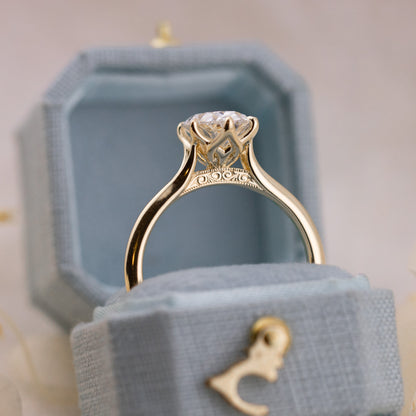 2.04ct Oval Lab Diamond Ring with Engraved Bridge