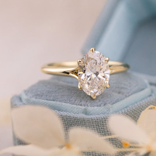 2.04ct Oval Lab Diamond Ring with Engraved Bridge