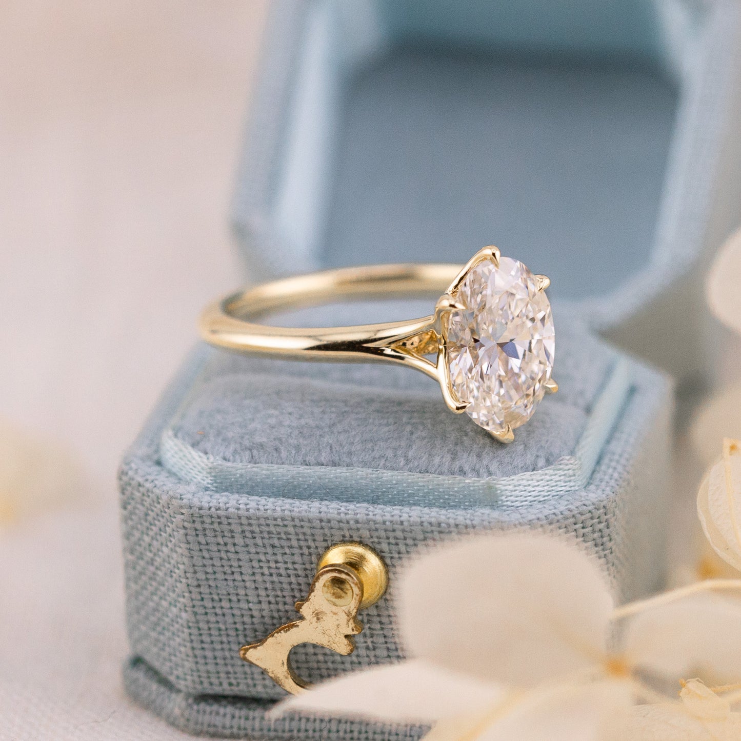 2.04ct Oval Lab Diamond Ring with Engraved Bridge