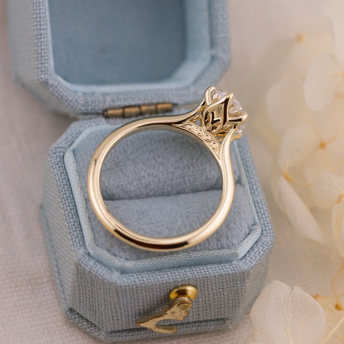 2.04ct Oval Lab Diamond Ring with Engraved Bridge