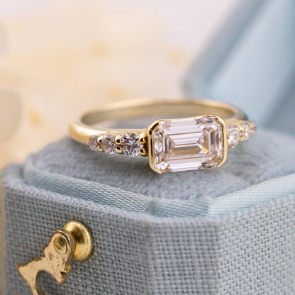 1.31ct Emerald Cut Lab Diamond East West Ring