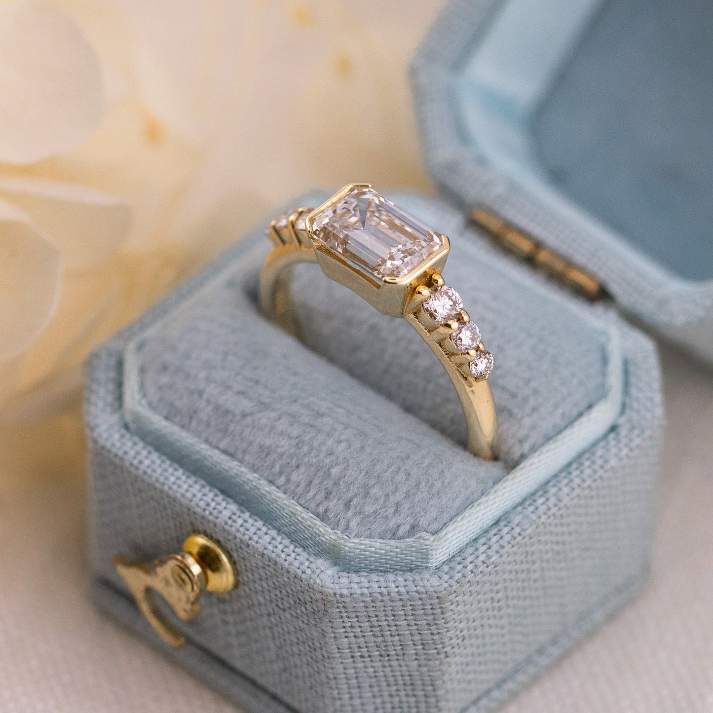 1.31ct Emerald Cut Lab Diamond East West Ring