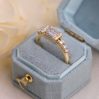 1.31ct Emerald Cut Lab Diamond East West Ring
